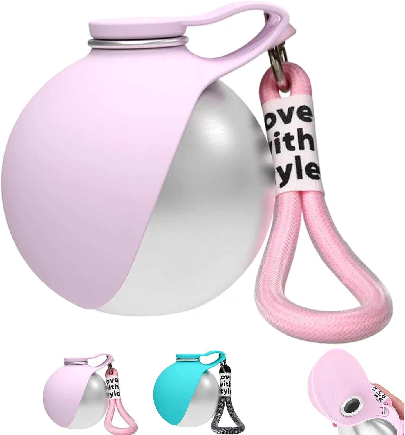 2-In-1 Portable Dog Water Bottle, Travel Hydration Dispenser Container Cup or Small Dogs - Leak-Proof & Compact Dog Travel, Foldables Pet Water Bottle for Small Dog Walking (Pink)