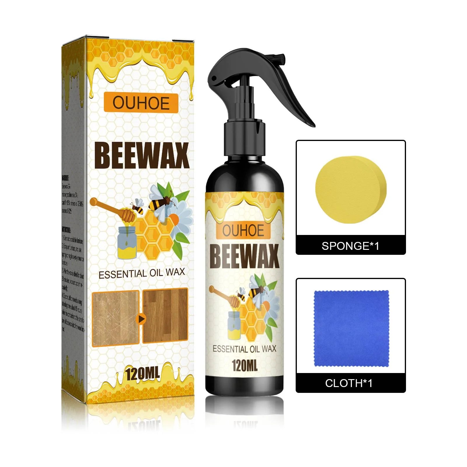 Furniture Polishing Beeswax Spray Wooden Protection Stain Remover Maintenance Agent Multipurpose Table Floors Brighten Care Wax