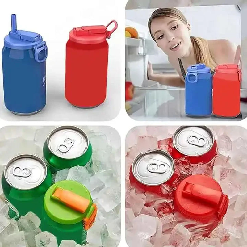 Travel Soda Can Lids Silicone Straws Can Covers for Canned Beverages Beer Juice Bpa-Free Covers Can Reusable Jar Cap Accessory